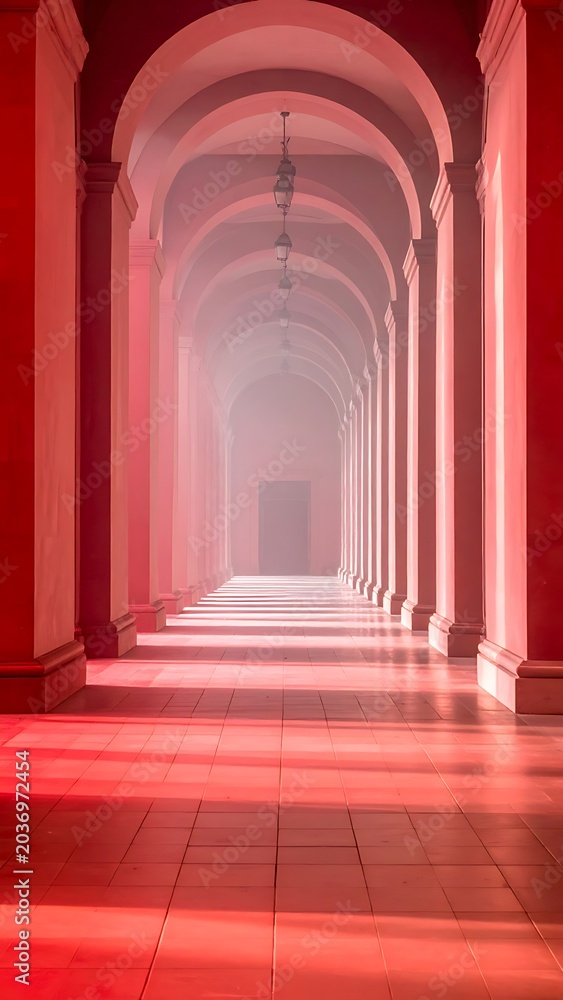 Obraz premium Red Arches Hallway Interior Architecture.