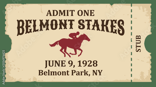 Canvas Print Belmont Stakes Ticket Stub Old Fashioned Paper Design