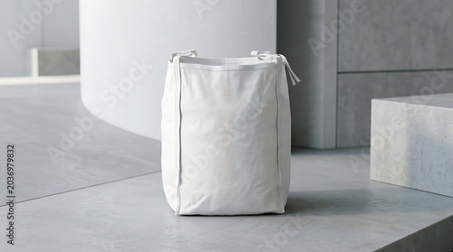 Blank white industrial bulk sack mockup for granular material storage logistics and cargo packaging branding presentation