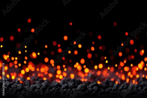 Glowing embers create a mesmerizing display against a dark background.