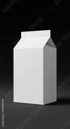 Blank white milk carton package isolated on dark background perfect for branding mockup display and liquid food packaging