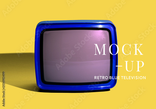 Vintage Blue Television Mockup PSD