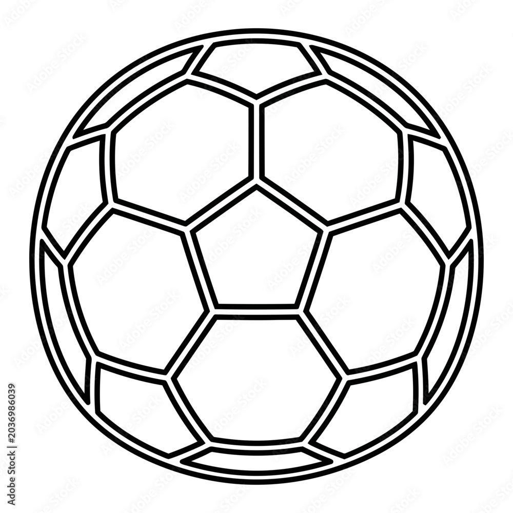 Fototapeta premium Soccer ball icon, outline, white background, vector Illustration