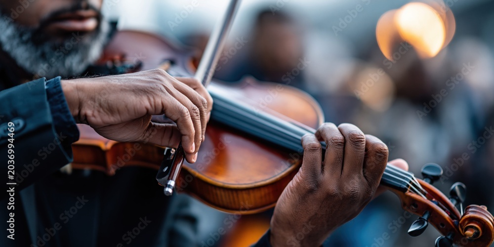 Fototapeta premium Elegant violinist performing classical music beautifully