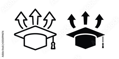 Quadro em tela Graduation caps with ascending arrows tassel