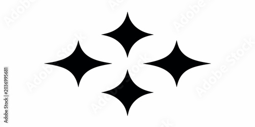 Black Four Pointed Star Silhouette On White Background