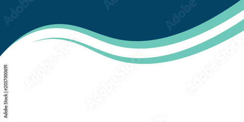 Cuadro en lienzo Abstract blue and cyan layered wavy shapes background banner with large white co