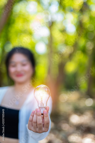 light bulb against nature, icons