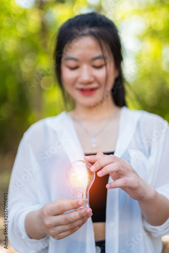 light bulb against nature, icons