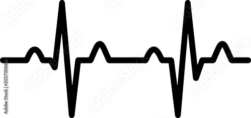 Heartbeat pulse line black icon representing medical graph cardiology health care and vital sign isolated on white background
