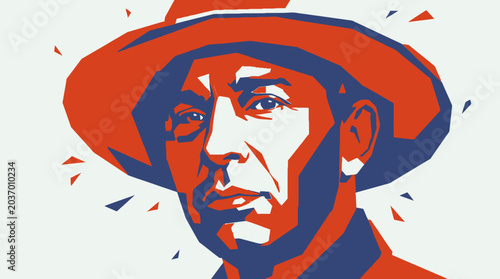 Картината върху платно Man Wearing a Red Hat Portrait.