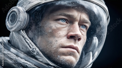 This astronaut's portrait reveals a look of determination in space.