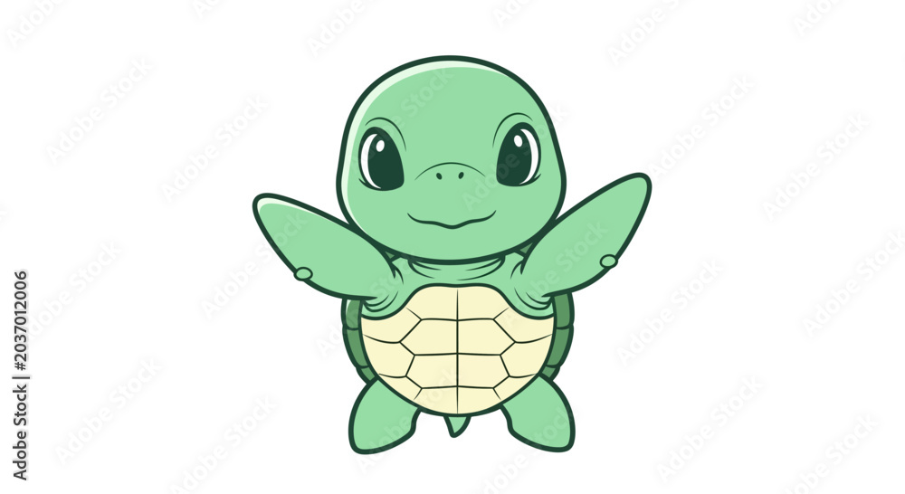 Fotografia Squirtle cartoon turtle smiling face.