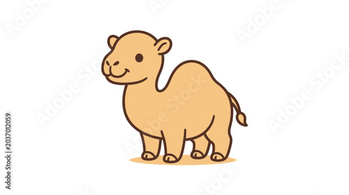 Bild auf Leinwand Cute cartoon camel standing alone.