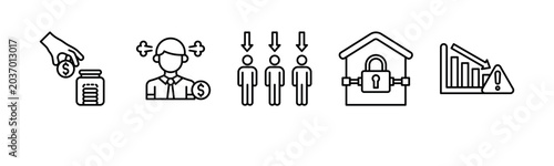 Photography Financial Crisis Survival Concept icon line illustration