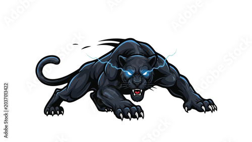 Bild auf Leinwand Black Panther Illustration with Glowing Eyes.