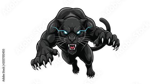 Cuadro en lienzo Black Panther Illustration with Sharp Claws.