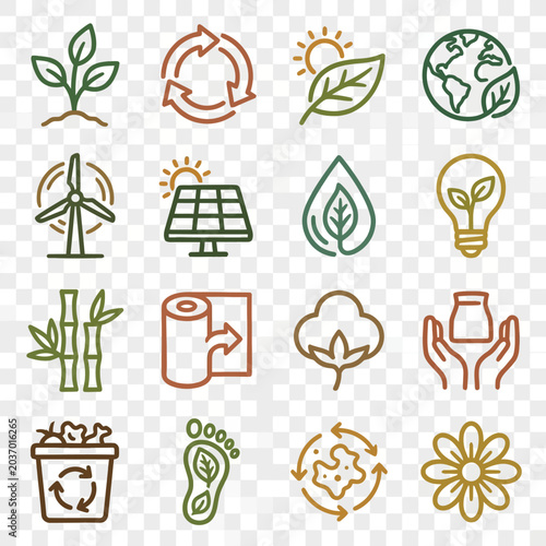 Eco friendly icons sustainable living environment and renewable energy