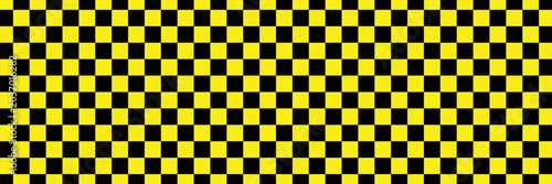 Black and yellow chess pattern. Checkerboard seamless vector illustration. Abstract checkered checkerboard for game. Grid geometric rectangle shape. Race flag. Retro mosaic floor.
