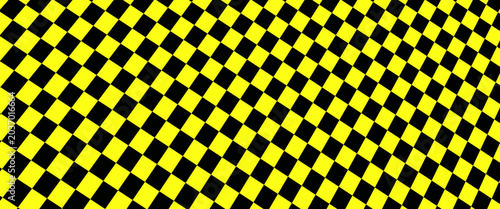 Photos Seamless yellow and black checkered pattern with a receding perspective floor op