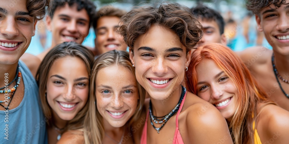 Obraz premium Friends together enjoying summer moments full of laughter