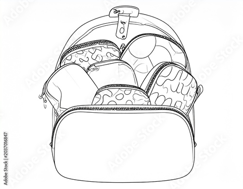 Cute Cosmetic Pouch Bundle Vector with Zipper Makeup Bags and Travel Beauty Organizer Illustration Isolated on White