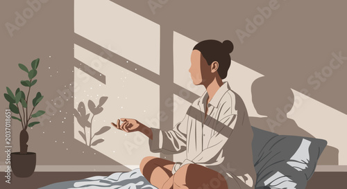 Calm Morning Wellness Lifestyle Minimal Illustration