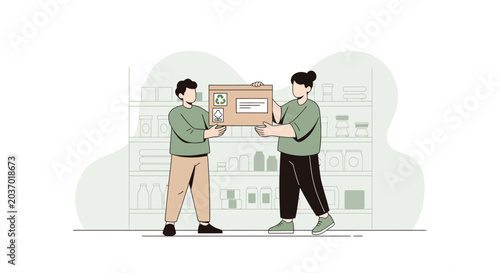 Eco Friendly Packaging and Recycling Store Illustration