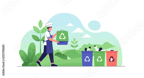 Recycling Waste Management Flat Vector Illustration