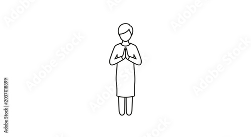 Canvastavla Outline icon of woman standing in prayer pose.