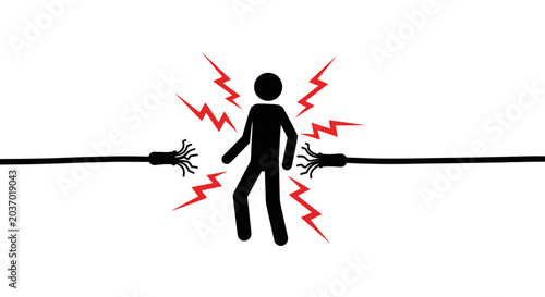 Foto Person being electrocuted by broken electrical wires.