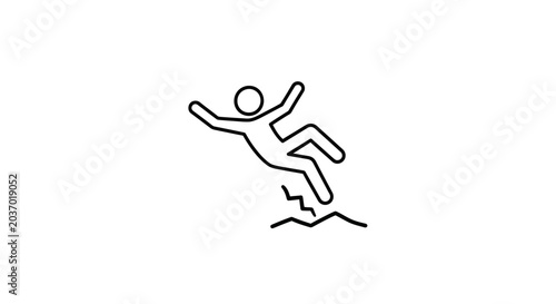 Obraz na plátne Person falling onto sharp rocks icon