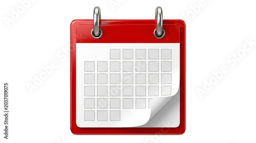 Foto Red wall calendar with metal rings on a transparent background PNG file
