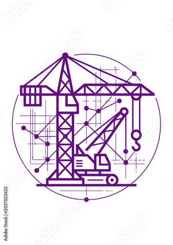 Detailed engineering blueprint of industrial machinery with geometric precision and technical design elements