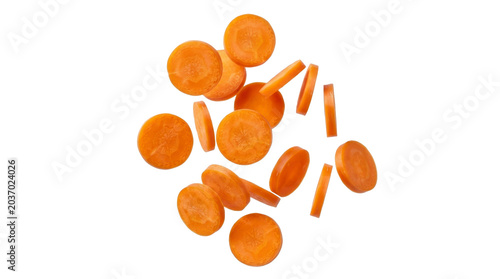 Slices of fresh organic carrot isolated on a transparent background PNG file