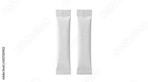 Blank white stick packet sachet mockup on a transparent background PNG file