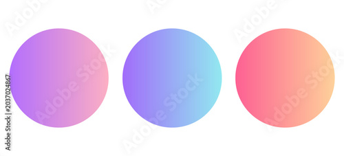 Set color circle gradient noise gradation. Abstract colorful watercolor blur mesh on isolated transparent background. Circle shape png.