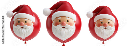 Festive santa balloons with transparent background for holiday celebrations