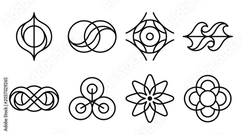 Φωτογραφία Abstract Geometric Symbols Collection - Modern Line Art Icons
