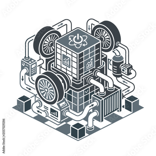 Modern city growth concept with upward trending real estate graph and skyscraper outline in minimalist blue and white design