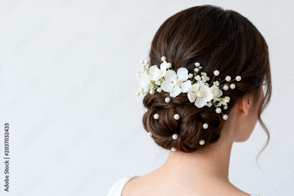 Naklejka premium Woman with floral hair accessory