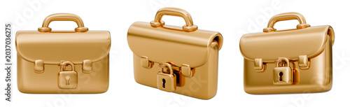 Canvas Print Briefcase attache case trunk padlock lock keyhole gold golden metallic shiny luxury, security protection privacy safety defense guard access, confidential data finance investment set, 3d illustration