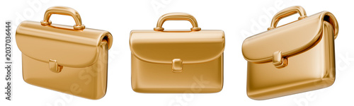 Fotografija Briefcase attache case trunk holder gold golden metallic shiny luxury, finance f