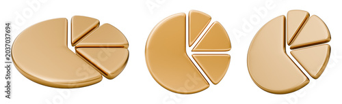Obraz na płótnie Chart pie graph circular segment percentage proportion data statistics, business finance financial investment wealth profit revenue dividend, valuation dashboard indicator, 3d illustration