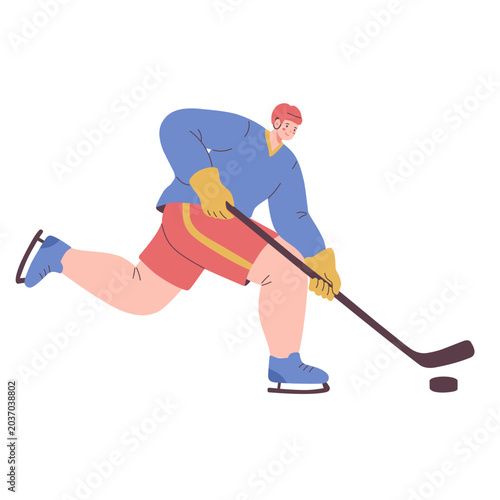 Canvas Print Hockey Player in Action: An energetic hockey player skates with a stick, focused on the puck during a game, embodying the spirit of competition and athleticism