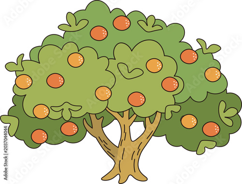 Fruit 2_Citrus: A Cute Citrus Tree Filled with Fresh Oranges