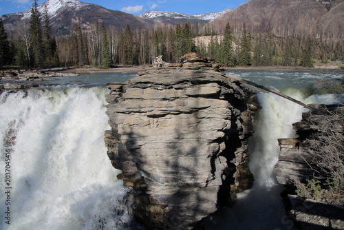 Divide In The Athabasca Falls, Jasper National Park, Alberta