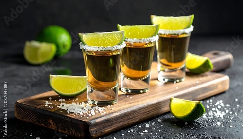 Tequila shots with lime and salt.