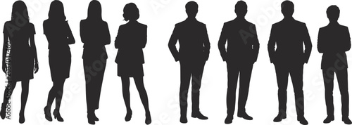 Canvas-taulu Professional business people silhouettes standing in suits and corporate attire