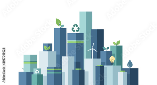Sustainable Smart City with Green Energy and Eco Innovation Illustration